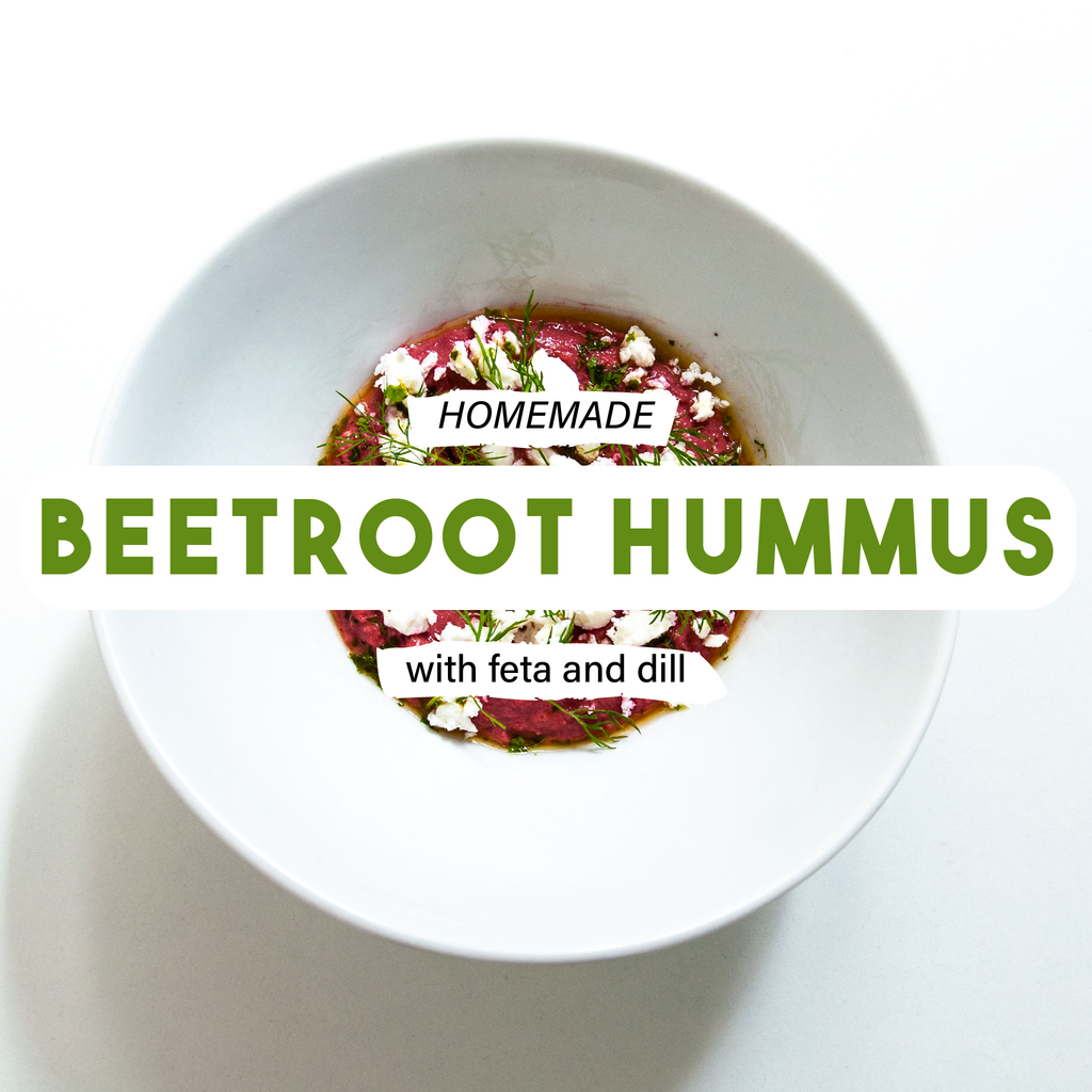 Beetroot Hummus with feta and dill