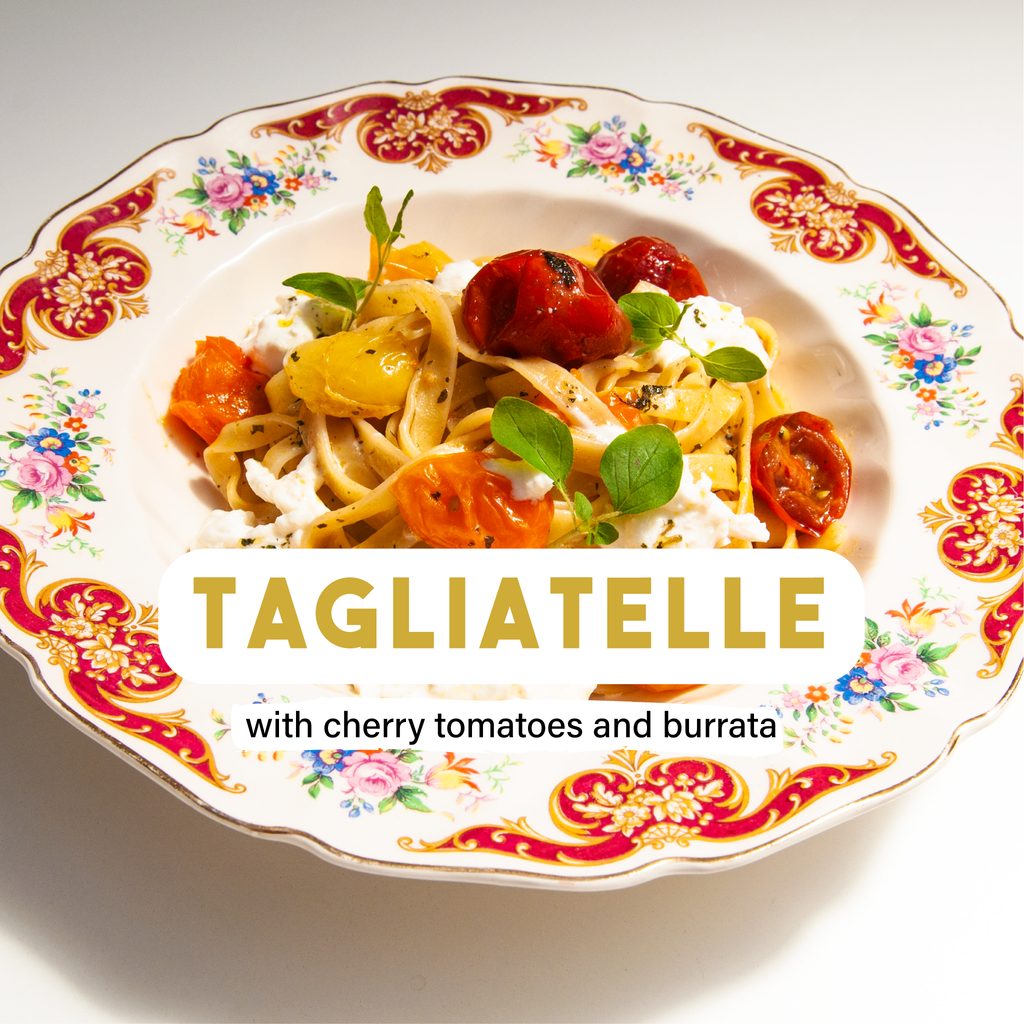 Tagliatelle with cherry tomatoes and burrata